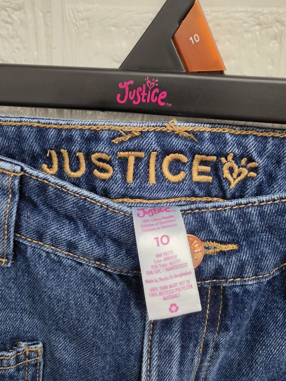 Justice Wide Leg Barrel Jeans, Size 10, Nwt